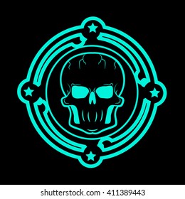  skull in the circle. Skull logo on a black background