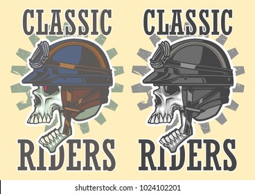 skull classic rider with helmet