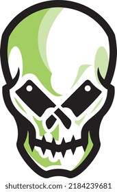 Skull with cleavers as its eyes