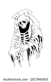 Skull with cloak vector illustration