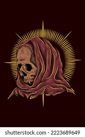 Skull with cloak vector illustration