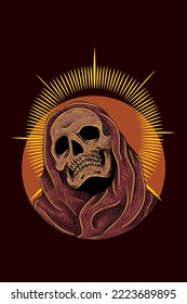 Skull with cloak vector illustration