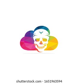 Skull with cloud logo design template. Skull in vintage style.