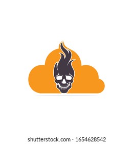Skull with cloud logo design template. Skull in vintage style.