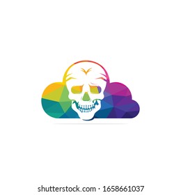 Skull with cloud logo design template.