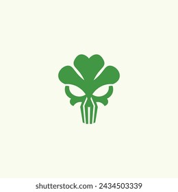 Skull Clover Simple Logo Icon