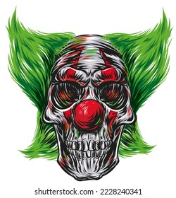 skull Clown hand drawn. vector illustration