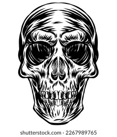 skull Clown hand drawn. vector illustration