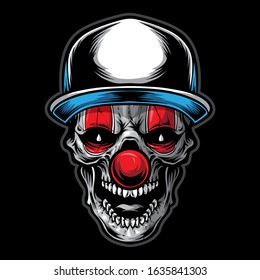 skull clown vector logo illustration