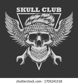 Skull club Biker vector illustration for your company or brand