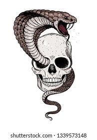 Skull Cobra Snake Hand Drawn Illustration Stock Vector (Royalty Free ...