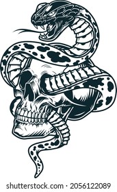 Skull cobra tatoo black and white