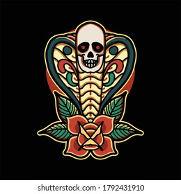 skull cobra tattoo vector design