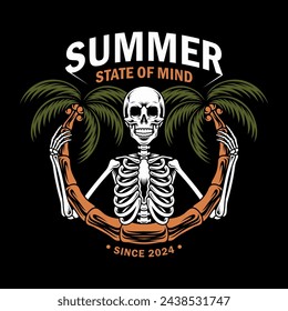 skull and coconut tree. For t-shirts, stickers and other similar products.