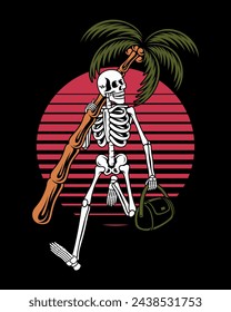 skull and coconut tree. For t-shirts, stickers and other similar products.