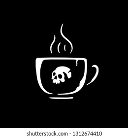 SKULL COFFEE CUP BLACK BACKGROUND