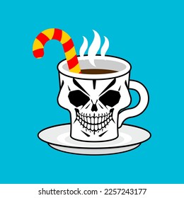 Skull coffee cup. Poison drink concept. Deadly drink.