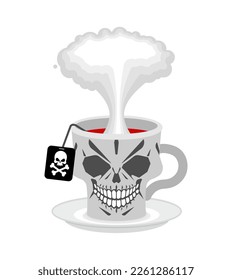 Skull coffee cup. Poison drink concept. Deadly drink.