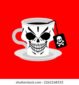Skull coffee cup. Poison drink concept. Deadly drink.