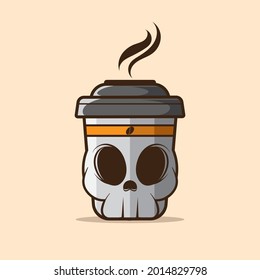 SKULL COFFEE CUP VECTOR ILLUSTRATION