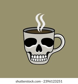 Skull coffee cup. vector illustration design