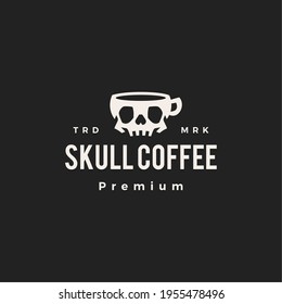 skull coffee hipster vintage logo vector icon illustration