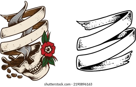 Skull Coffee lover concept hand drawn illustration