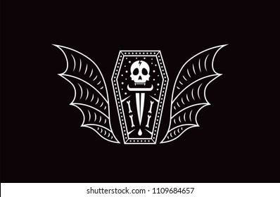 Skull Coffin Vampire. Logo Skull Vector Illustration.