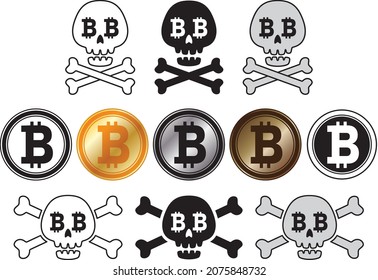 Skull and coin illustration material collection