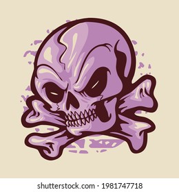 Skull color illustration badge patch pin graphic illustration vector art t-shirt design
