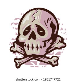 Skull color illustration badge patch pin graphic illustration vector art t-shirt design