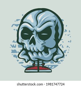 Skull color illustration badge patch pin graphic illustration vector art t-shirt design