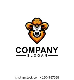 skull color logo design vector 