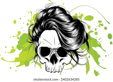 Skull color vector illustration on white background