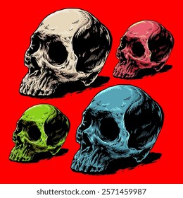 Skull colored with no jaw vector