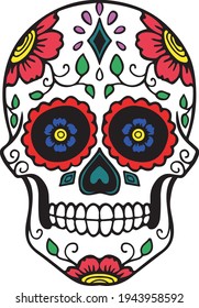 Skull colorful drawing design vector 