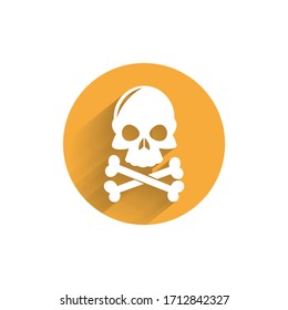 skull colorful flat icon with shadow. medical icon