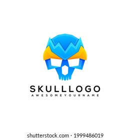 skull colorful logo design ilustration 