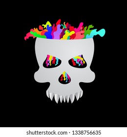Skull colorful splash vector design illustration.