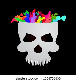 Skull colorful splash vector design illustration.