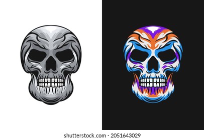 Skull with colorful style design vector