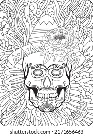 Skull Coloring Pages for Kids and Adults