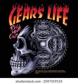 The skull is combined with a machine, namely a gear, so it looks cool.
