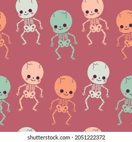 SKULL COMPANY OF SKELETON ,PATTERN SEAMLESS FOR HALLOWEEN DECORATIONS