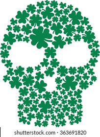 Skull composed with clovers