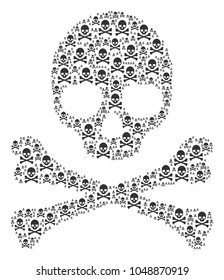 Skull composition combined of death skull icons. Vector death skull pictograms are combined into mosaic fear pattern.