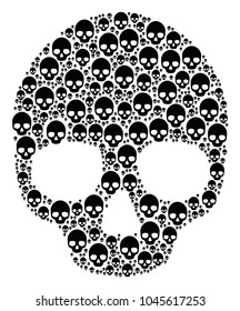 Skull composition composed in the set of skull elements. Vector iconized collage created with simple items.