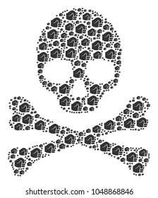 Skull composition organized of fist icons. Vector fist elements are composed into mosaic deadly composition.