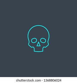 skull concept blue line icon. Simple thin element on dark background. skull concept outline symbol design. Can be used for web and mobile UI/UX