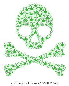 Skull concept composed of cannabis elements. Vector cannabis pictograms are organized into geometric danger collage.